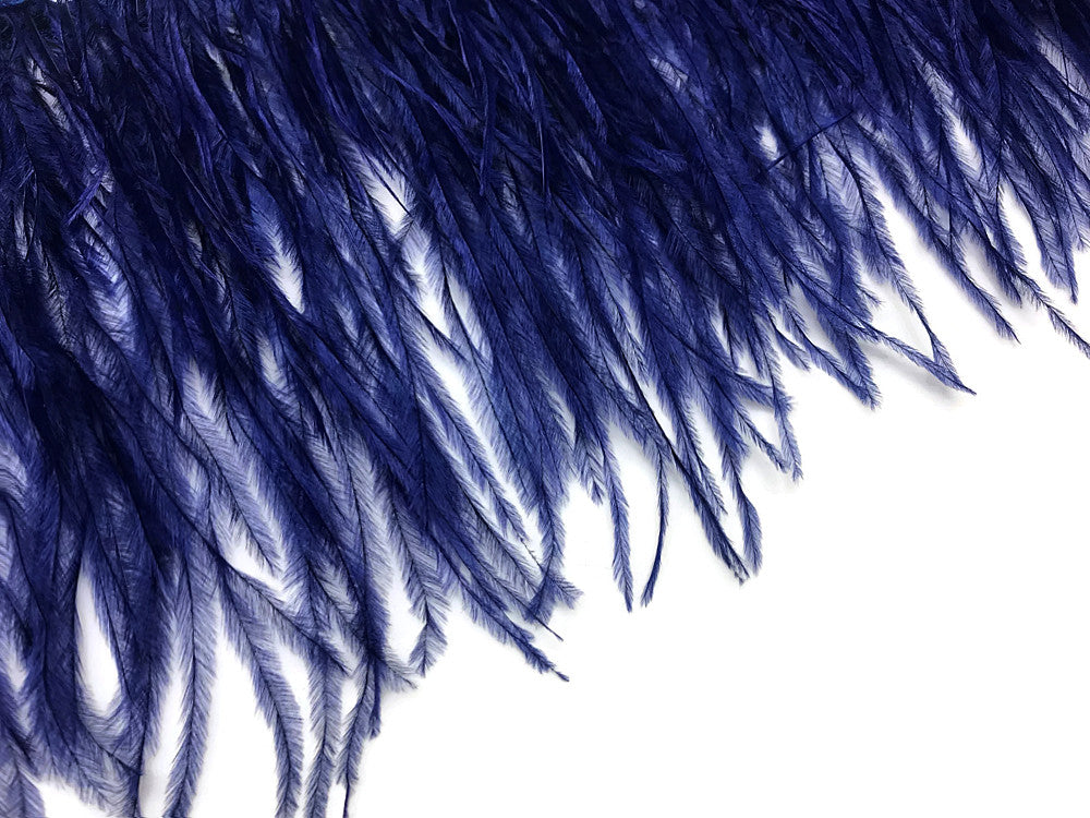 1 Yard - Navy Blue Ostrich Fringe Trim Wholesale Feather (Bulk)