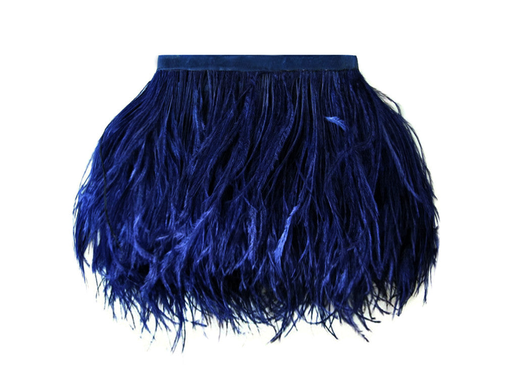 1 Yard - Navy Blue Ostrich Fringe Trim Wholesale Feather (Bulk)