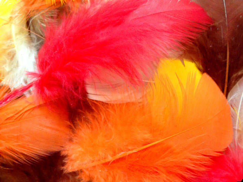 1/4 Lb - Orange Turkey T-Base Plumage Wholesale Feathers (Bulk)