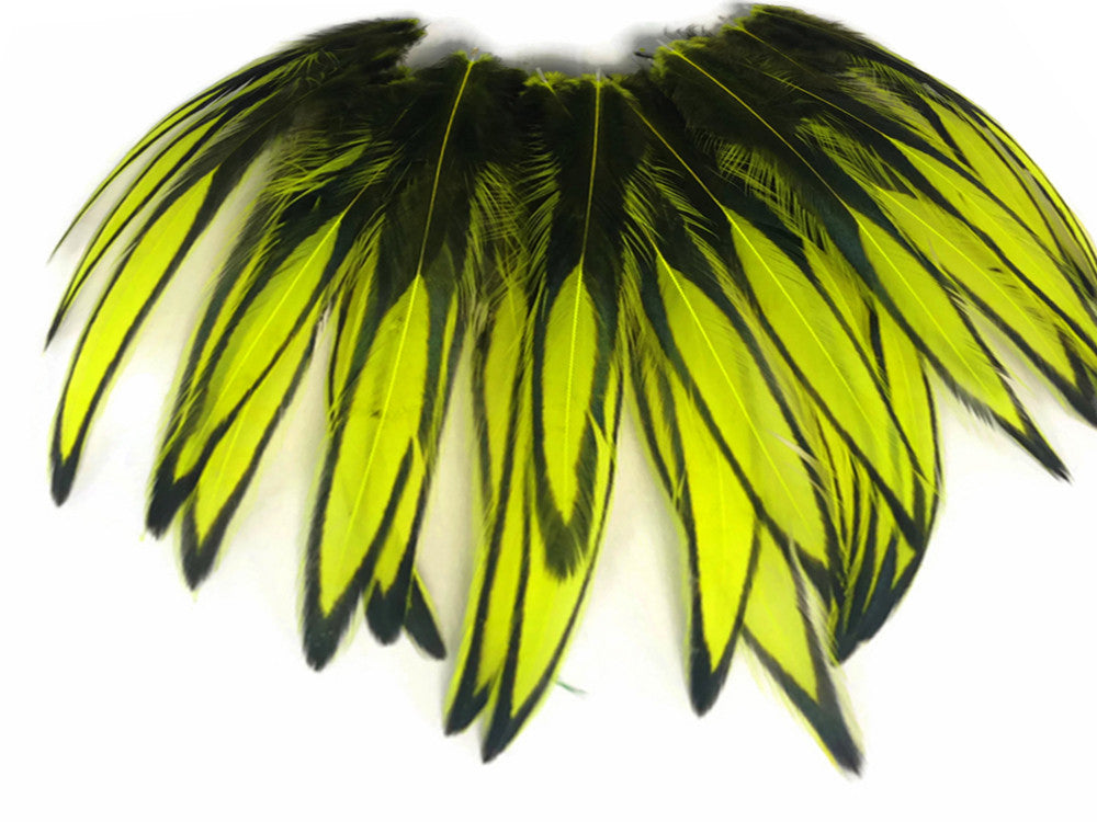 1 Dozen - Fluorescent Yellow Whiting Farms BLW Laced Hen Cape Loose Feathers