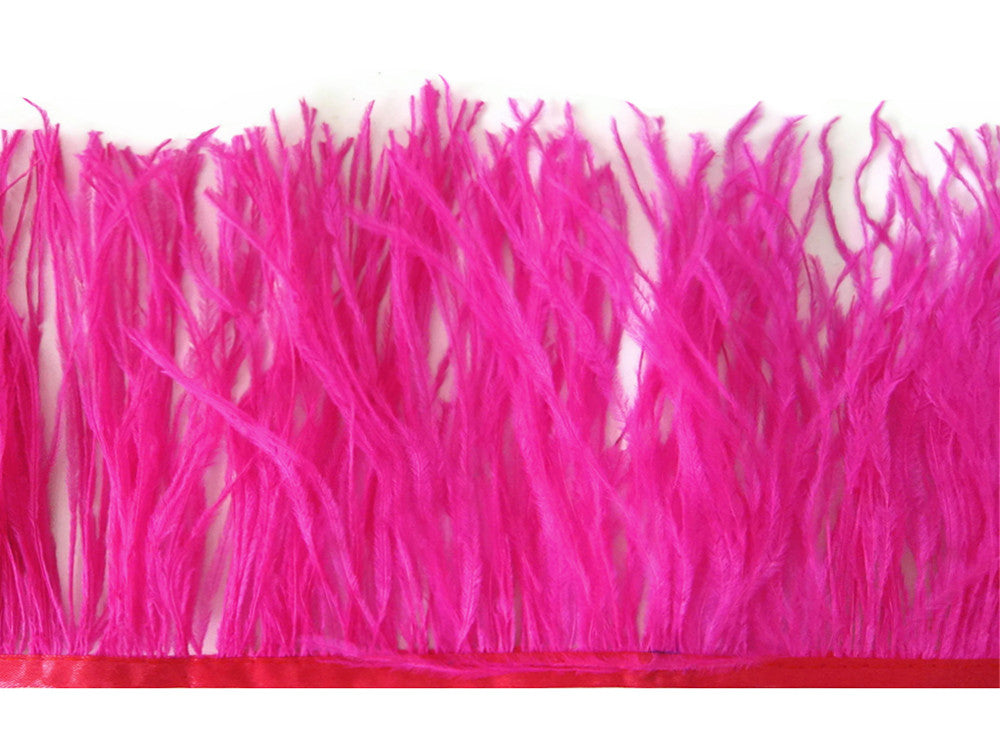 6 Inch Strip - Hot Pink Ostrich Fringe Trim Feather