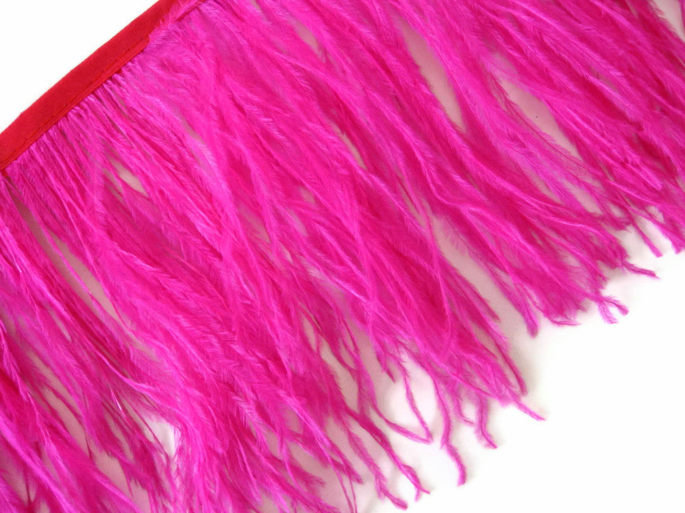 6 Inch Strip - Hot Pink Ostrich Fringe Trim Feather