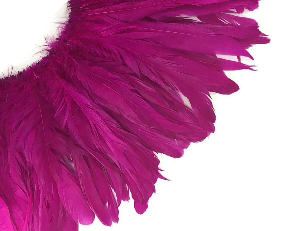 1/2 Yard - 8-10" Fuchsia Pink Strung Natural Bleach & Dyed Rooster Coque Tail Wholesale Feathers (Bulk)