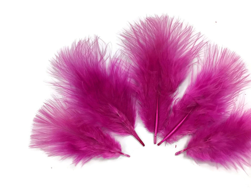 1/4 Lb - Fuchsia Pink Turkey Marabou Short Down Fluffy Loose Wholesale Feathers (Bulk)