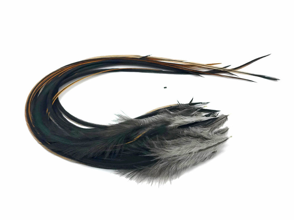 6 Pieces - Furnace Thick Long Rooster Hair Extension Feathers