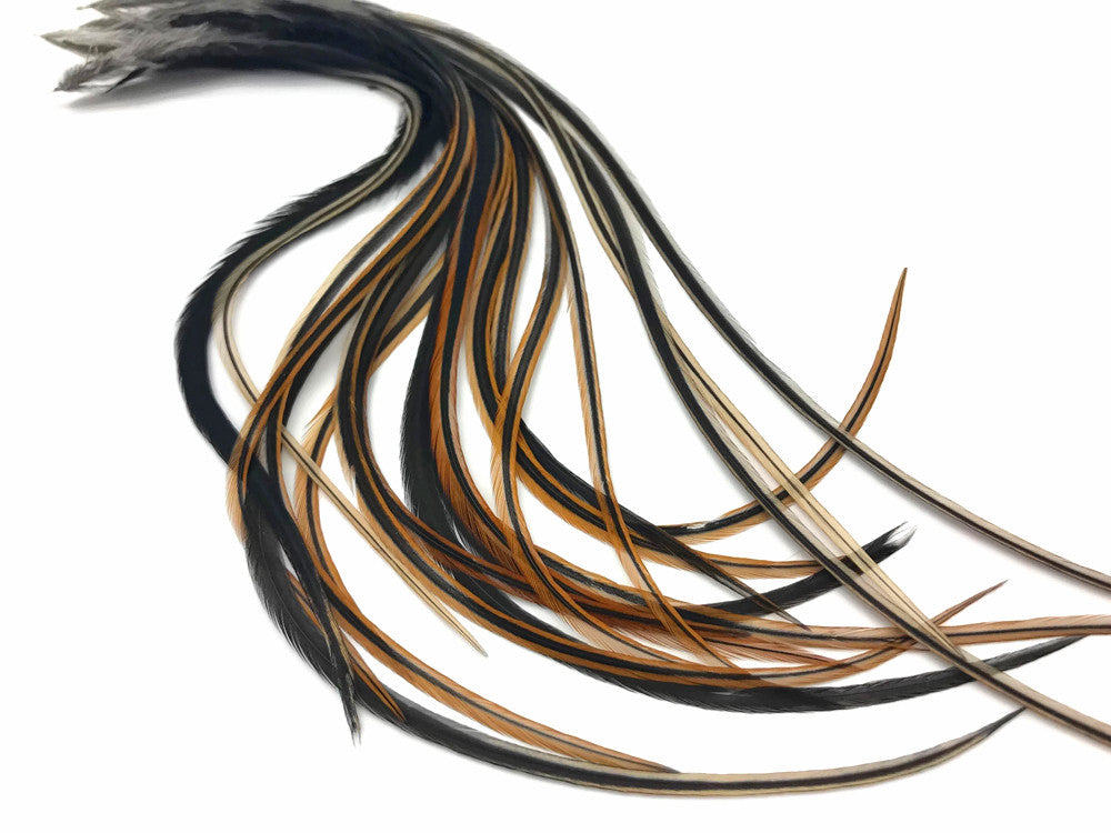 6 Pieces - Furnace Thick Long Rooster Hair Extension Feathers