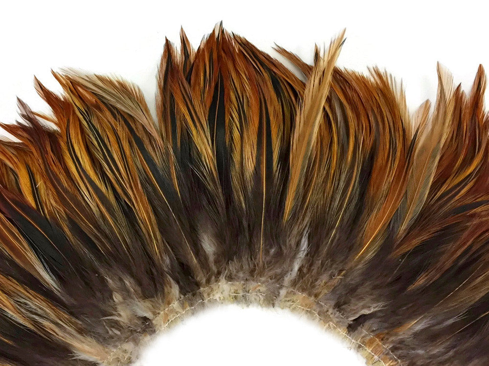 1 Yard - Furnace Red Strung Rooster Neck Hackle Wholesale Feathers (Bulk)