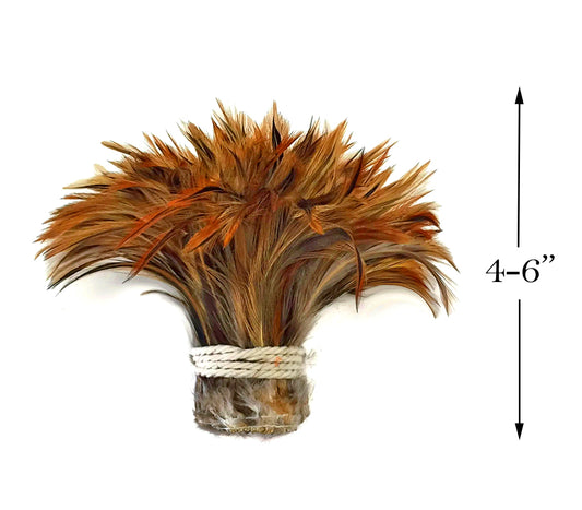 1 Yard - Furnace Red Strung Rooster Neck Hackle Wholesale Feathers (Bulk)