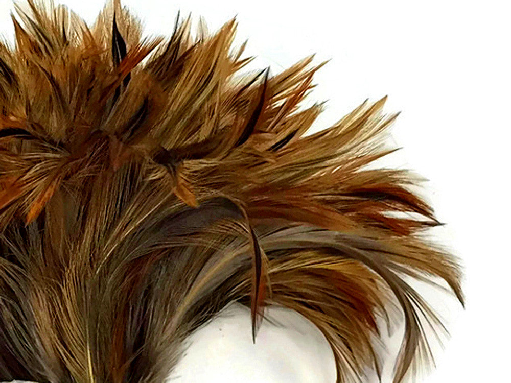 4 Inch Strip - Furnace Red Strung Rooster Neck Hackle Feathers