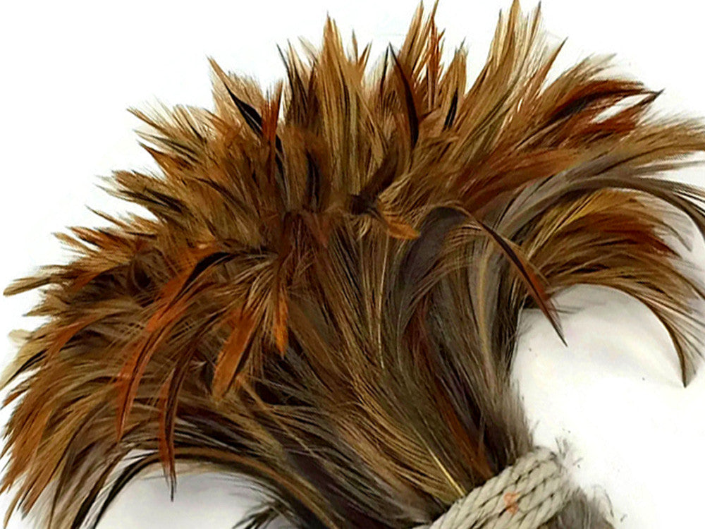 4 Inch Strip - Furnace Red Strung Rooster Neck Hackle Feathers