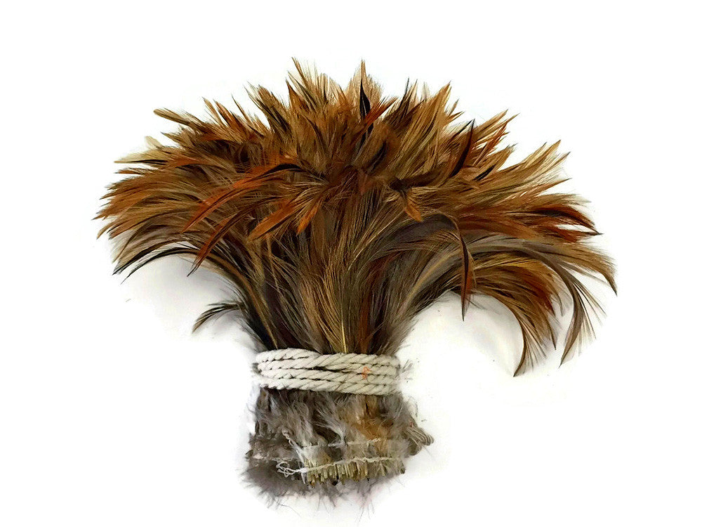 4 Inch Strip - Furnace Red Strung Rooster Neck Hackle Feathers