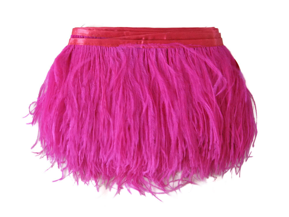 10 Yards - Hot Pink Ostrich Fringe Trim Wholesale Feather (Bulk)