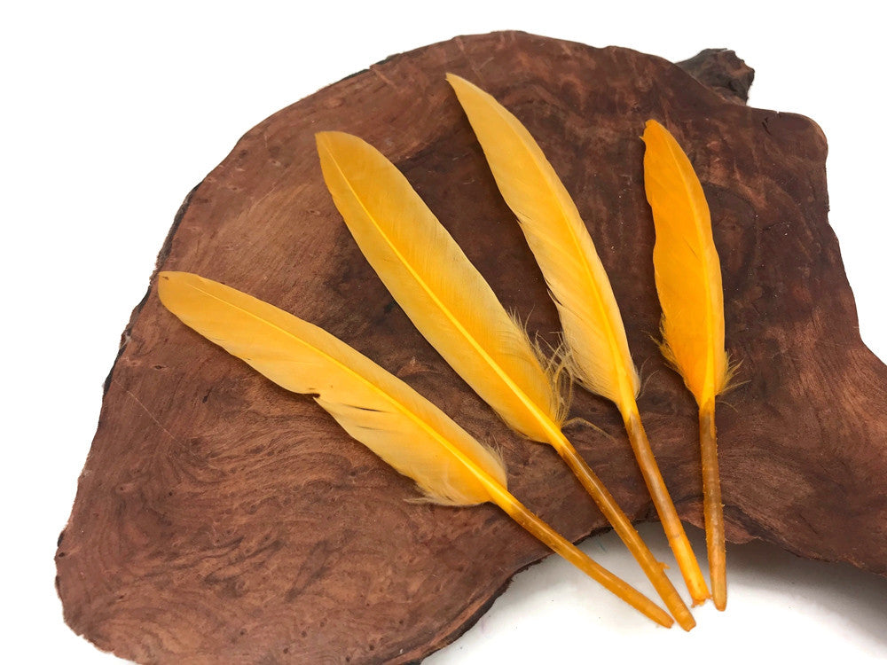 1/4 Lb. - Golden Yellow Dyed Duck Cochettes Loose Wing Quill Wholesale Feather (Bulk)