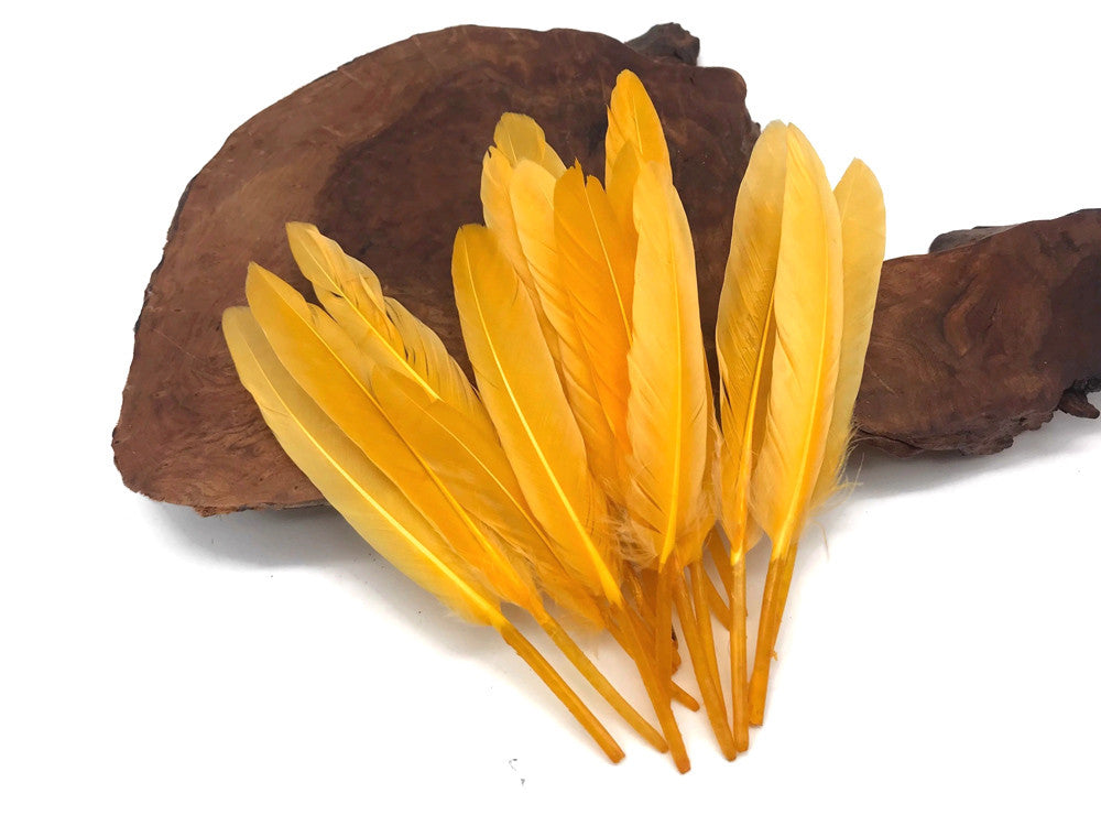 1/4 Lb. - Golden Yellow Dyed Duck Cochettes Loose Wing Quill Wholesale Feather (Bulk)