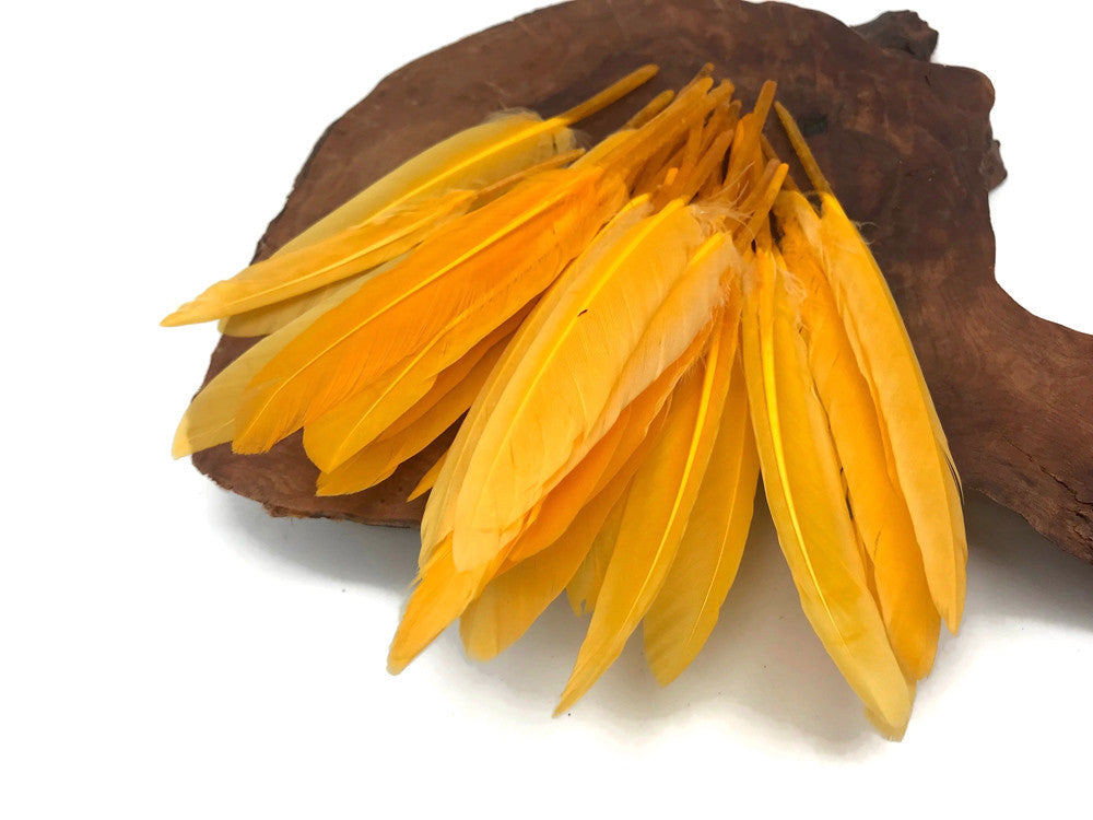 1/4 Lb. - Golden Yellow Dyed Duck Cochettes Loose Wing Quill Wholesale Feather (Bulk)