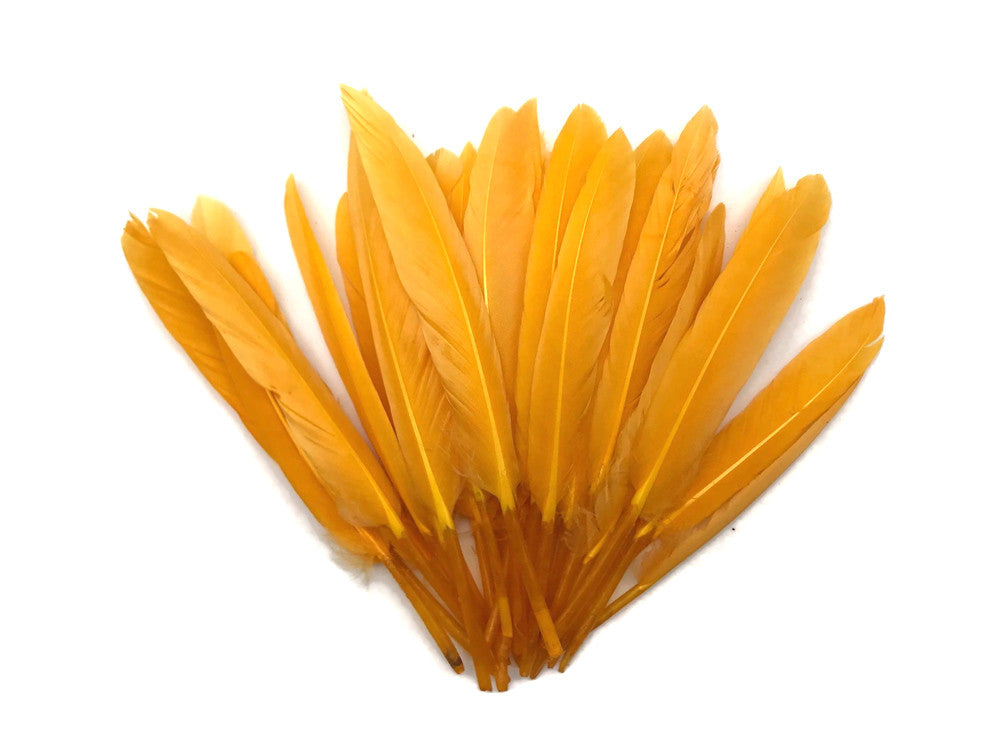 1/4 Lb. - Golden Yellow Dyed Duck Cochettes Loose Wing Quill Wholesale Feather (Bulk)