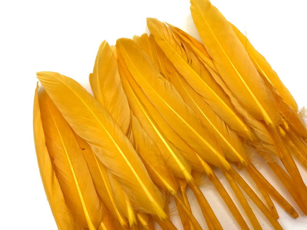 1/4 Lb. - Golden Yellow Dyed Duck Cochettes Loose Wing Quill Wholesale Feather (Bulk)