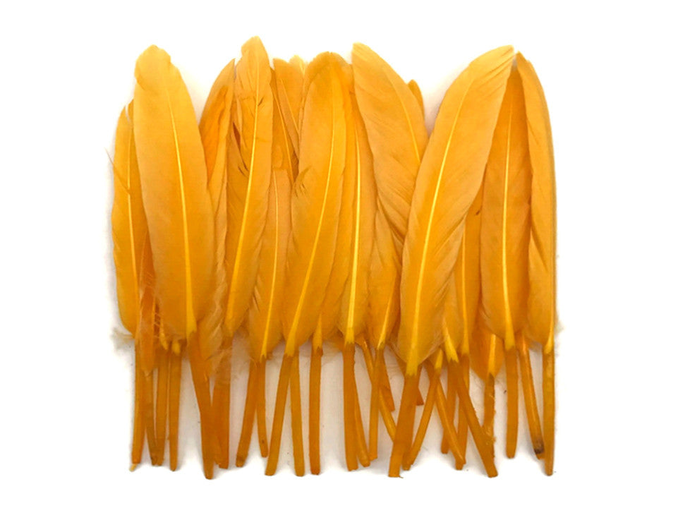 1/4 Lb. - Golden Yellow Dyed Duck Cochettes Loose Wing Quill Wholesale Feather (Bulk)