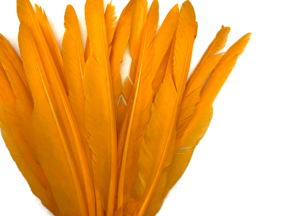 1/4 Lb. - Golden Yellow Goose Pointers Long Primaries Wing Wholesale Feathers (Bulk)