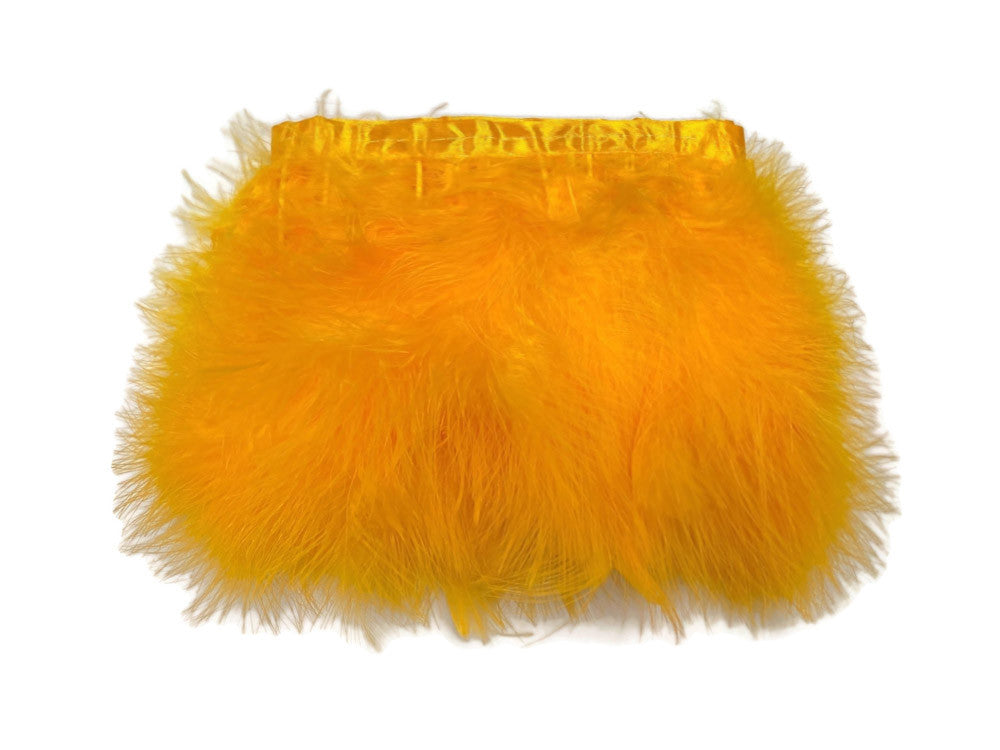 1 Yard - Golden Yellow Marabou Turkey Fluff Feather Fringe Trim