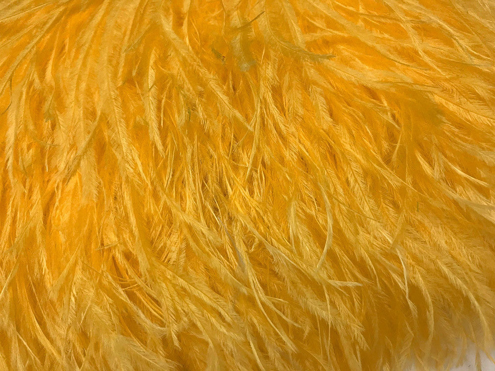 10 Yards - Golden Yellow Ostrich Fringe Trim Wholesale Feather (Bulk)