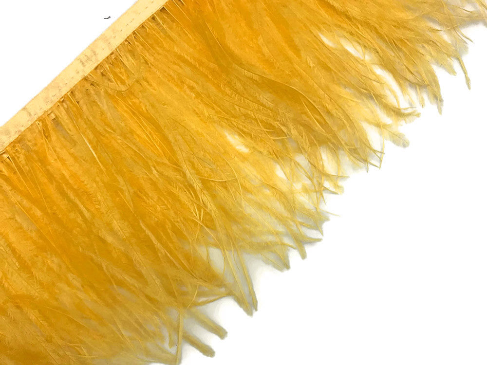 1 Yard - Golden Yellow Ostrich Fringe Trim Wholesale Feather (Bulk)