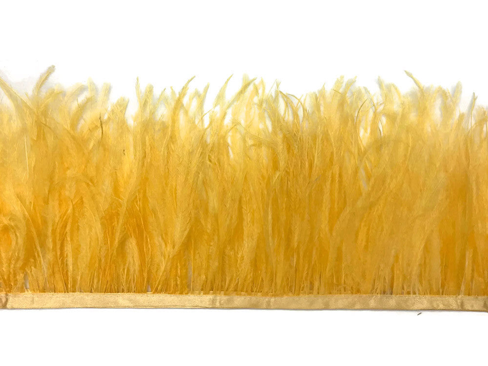 10 Yards - Golden Yellow Ostrich Fringe Trim Wholesale Feather (Bulk)