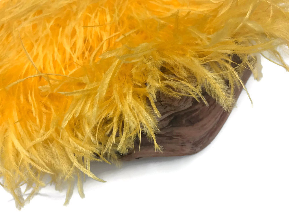 10 Yards - Golden Yellow Ostrich Fringe Trim Wholesale Feather (Bulk)