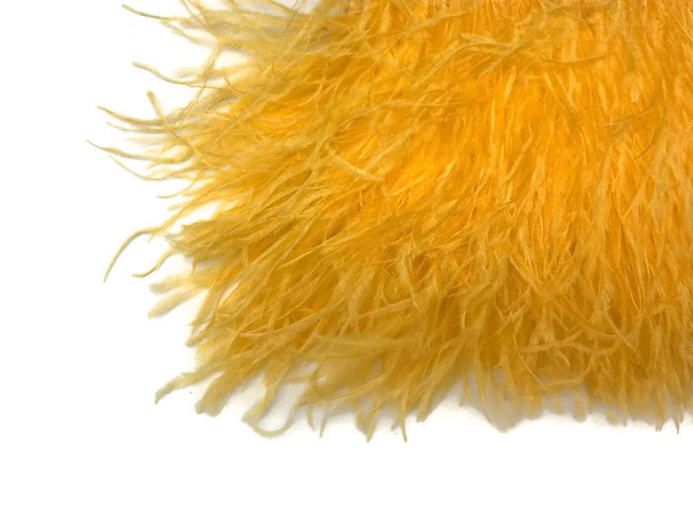 1 Yard - Golden Yellow Ostrich Fringe Trim Wholesale Feather (Bulk)