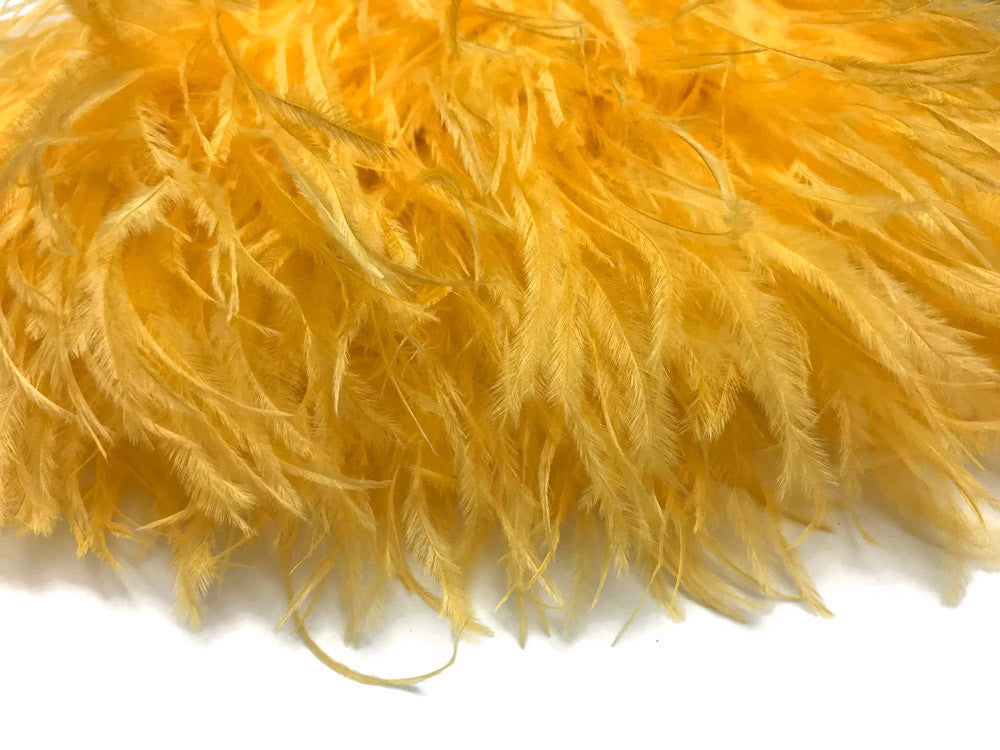 1 Yard - Golden Yellow Ostrich Fringe Trim Wholesale Feather (Bulk)