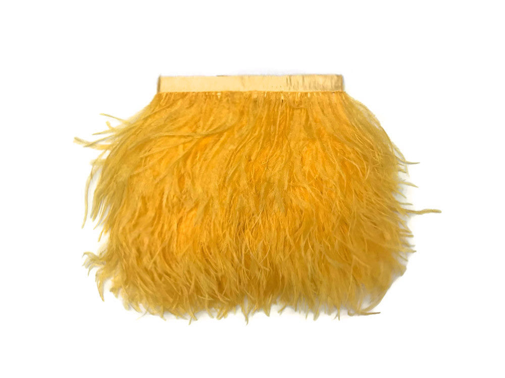 10 Yards - Golden Yellow Ostrich Fringe Trim Wholesale Feather (Bulk)