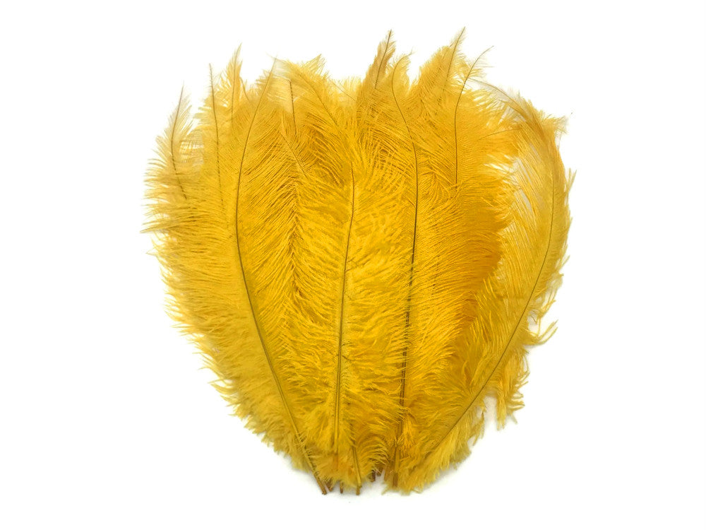 1/2 Lb - Golden Yellow Mini Spads Ostrich Wholesale Chick Body Feathers (Bulk)