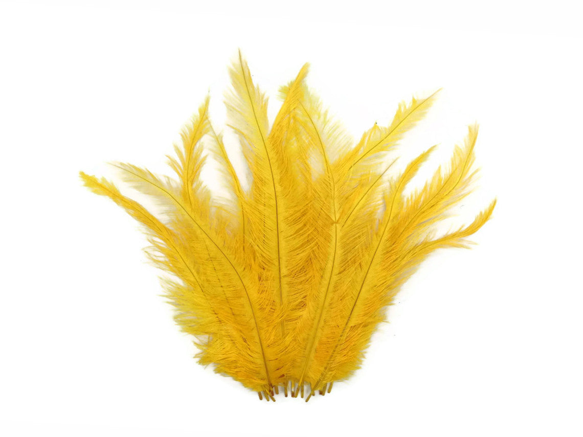 1/2 Lb - Golden Yellow Mini Spads Ostrich Wholesale Chick Body Feathers (Bulk)