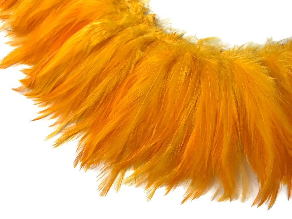 4 Inch Strip - Golden Yellow Strung Rooster Neck Hackle Feathers