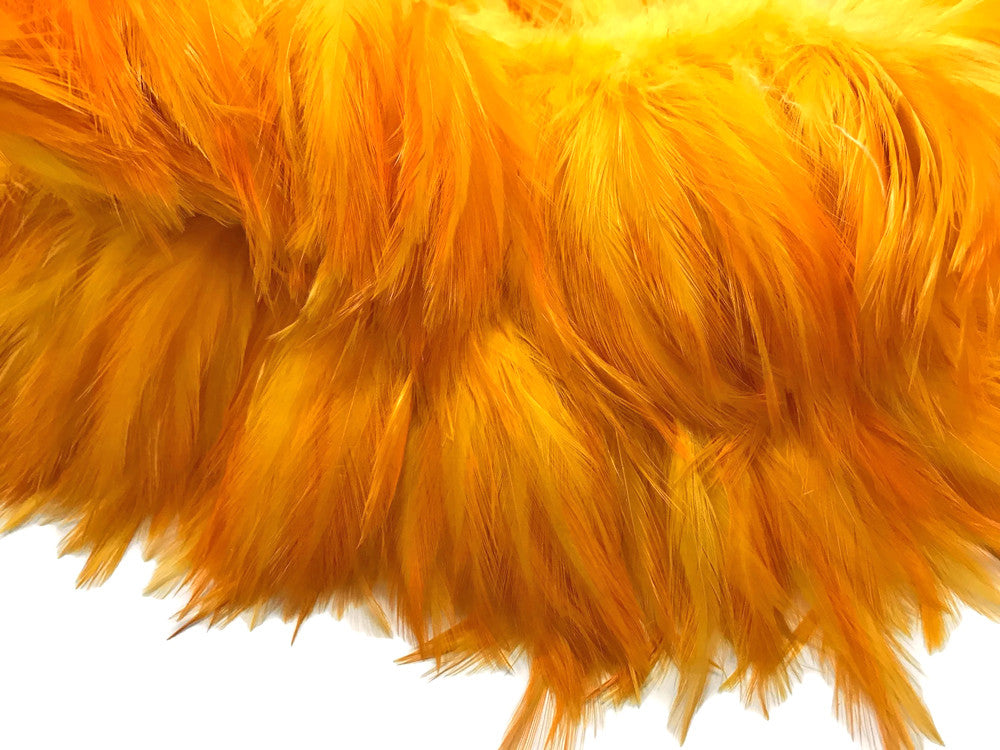 4 Inch Strip - Golden Yellow Strung Rooster Neck Hackle Feathers