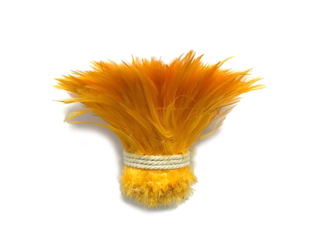 4 Inch Strip - Golden Yellow Strung Rooster Neck Hackle Feathers