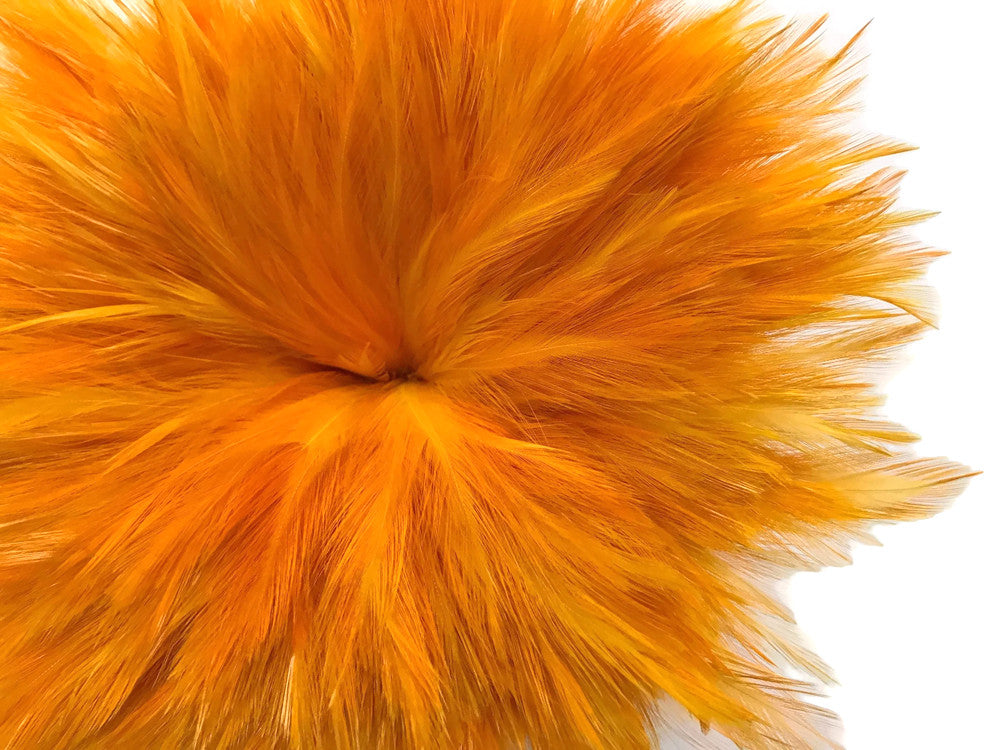 4 Inch Strip - Golden Yellow Strung Rooster Neck Hackle Feathers