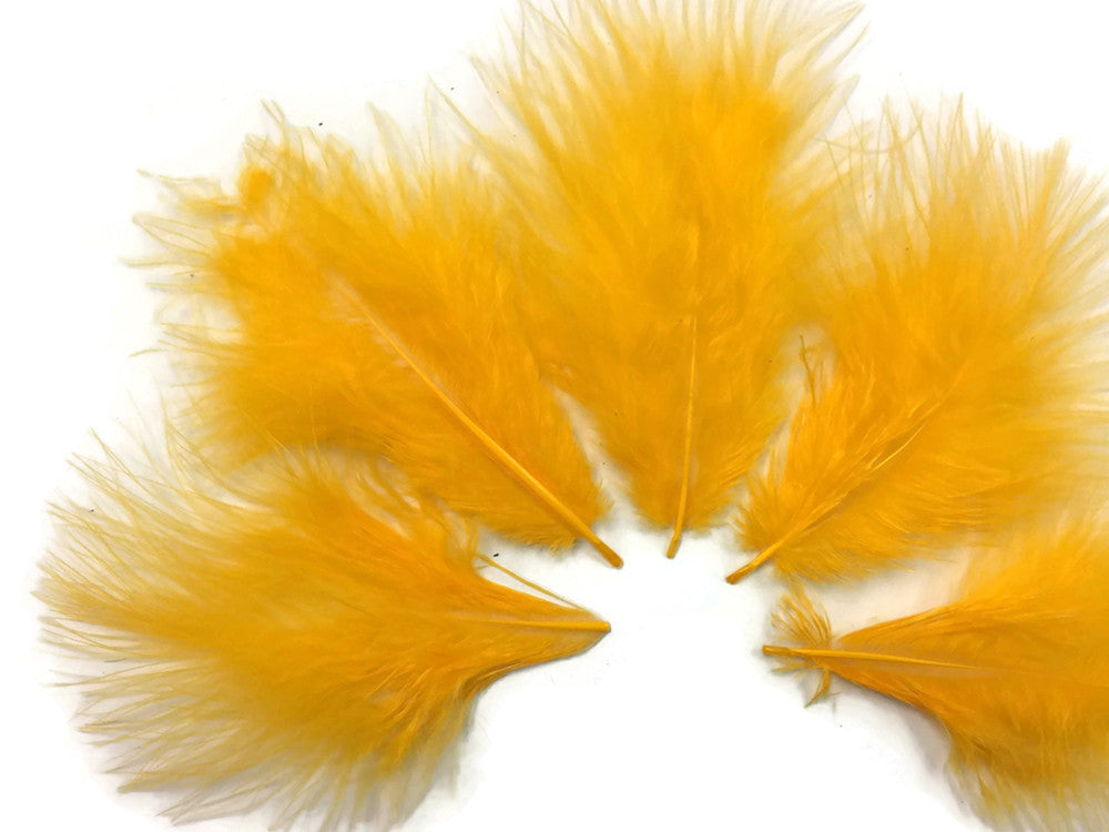 1/4 Lb - Golden Yellow Turkey Marabou Short Down Fluffy Loose Wholesale Feathers (Bulk)