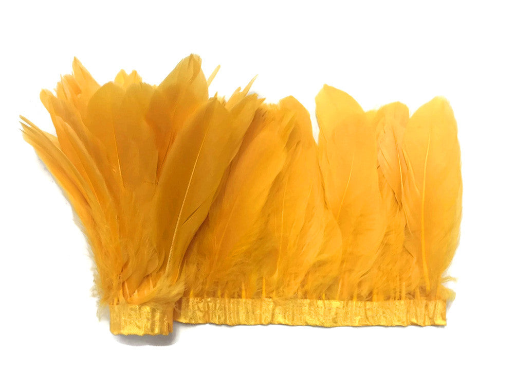 1 Yard - Gold Goose Pallet Parried Dyed Feather Trim