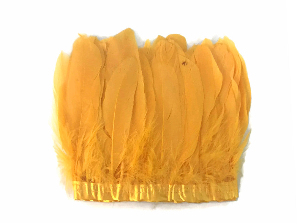 1 Yard - Gold Goose Pallet Parried Dyed Feather Trim