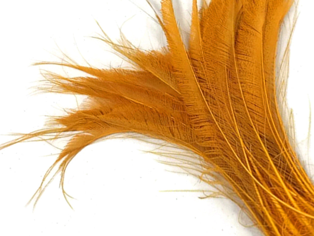 50 Pieces - Golden Yellow Bleached & Dyed Peacock Swords Cut Wholesale Feathers (Bulk)