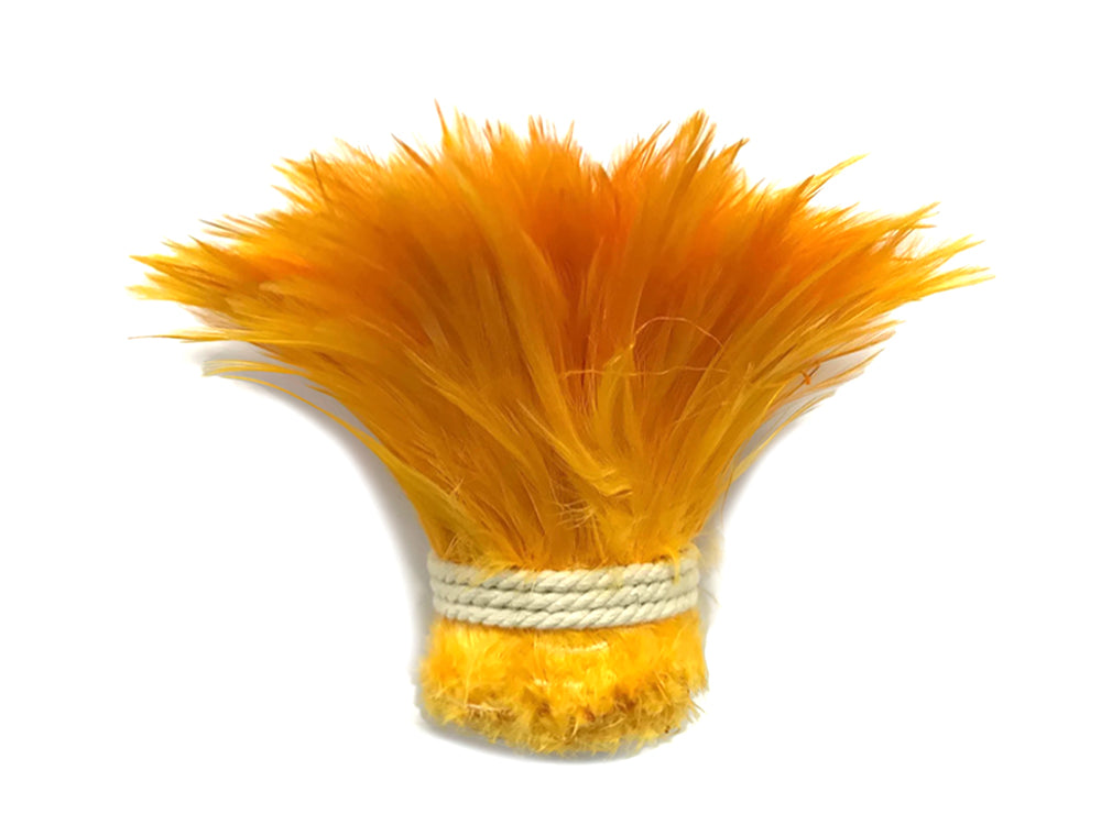 1 Yard - Golden Yellow Strung Rooster Neck Hackle Wholesale Feathers (Bulk)