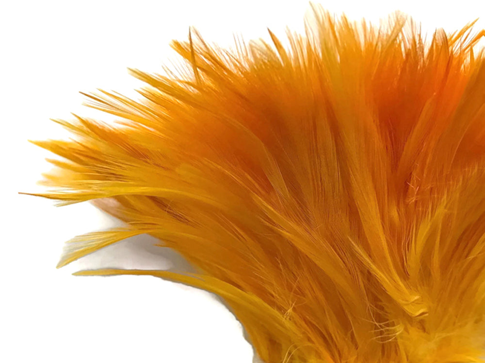 4 Inch Strip - Golden Yellow Strung Rooster Neck Hackle Feathers