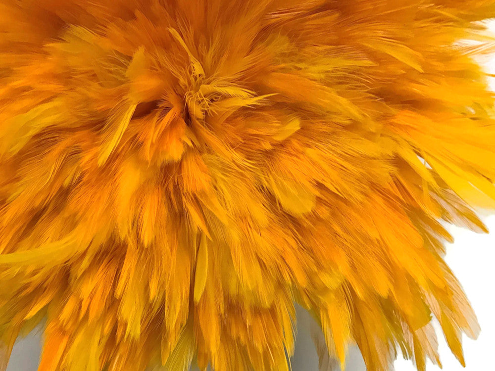 1 Yard – 4-6” Dyed Golden Yellow Strung Chinese Rooster Saddle Wholesale Feathers (Bulk)