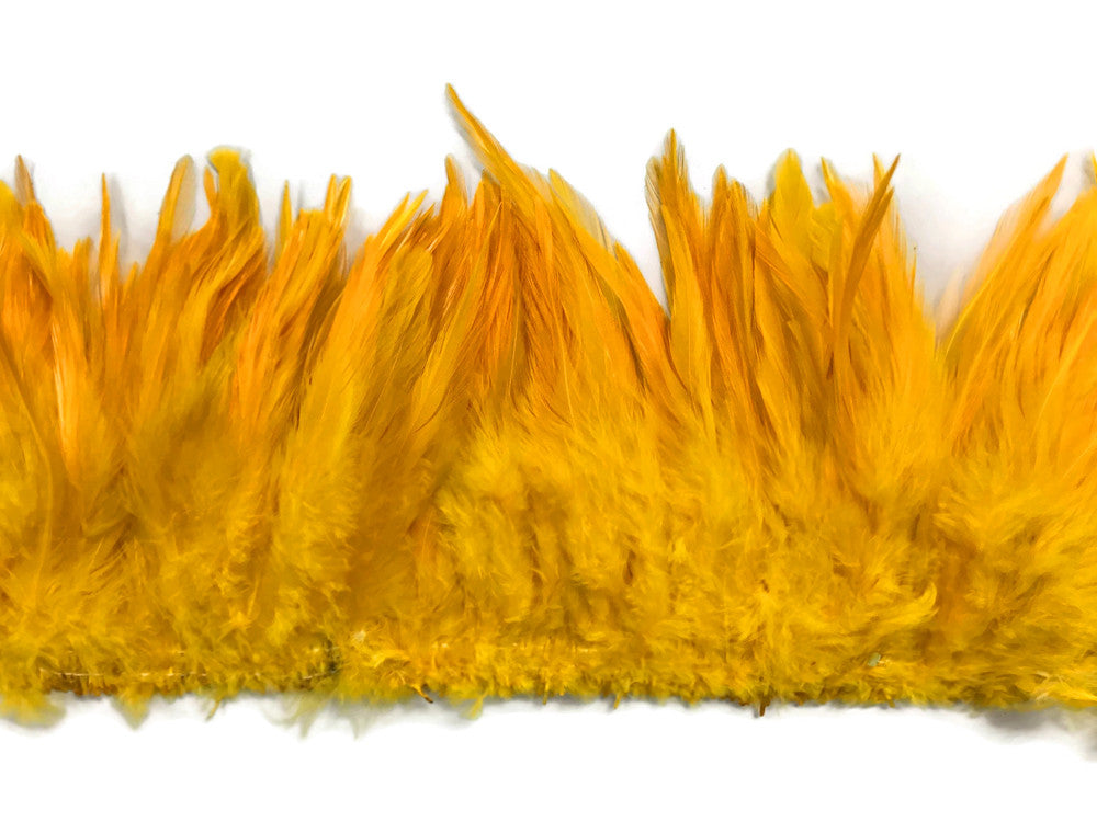 1 Yard – 4-6” Dyed Golden Yellow Strung Chinese Rooster Saddle Wholesale Feathers (Bulk)