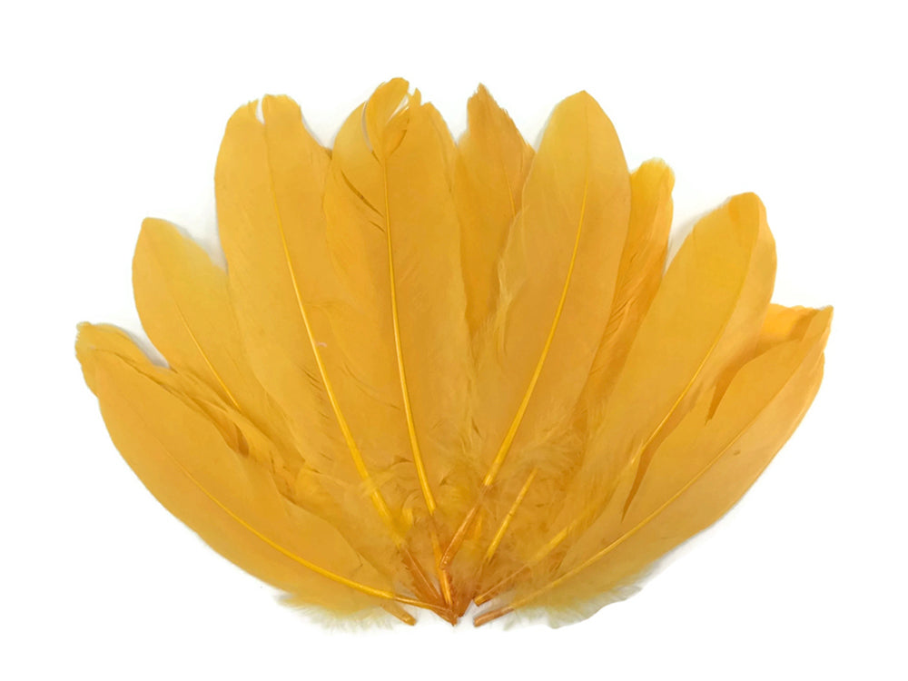 1/4 lbs. - Golden Yellow Goose Satinettes Pallet Soft Wing Quill Wholesale Feathers (Bulk)