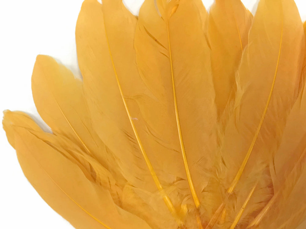 1/4 lbs. - Golden Yellow Goose Satinettes Pallet Soft Wing Quill Wholesale Feathers (Bulk)