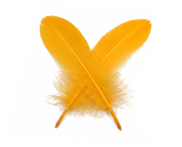 1/4 lbs. - Golden Yellow Goose Satinettes Pallet Soft Wing Quill Wholesale Feathers (Bulk)