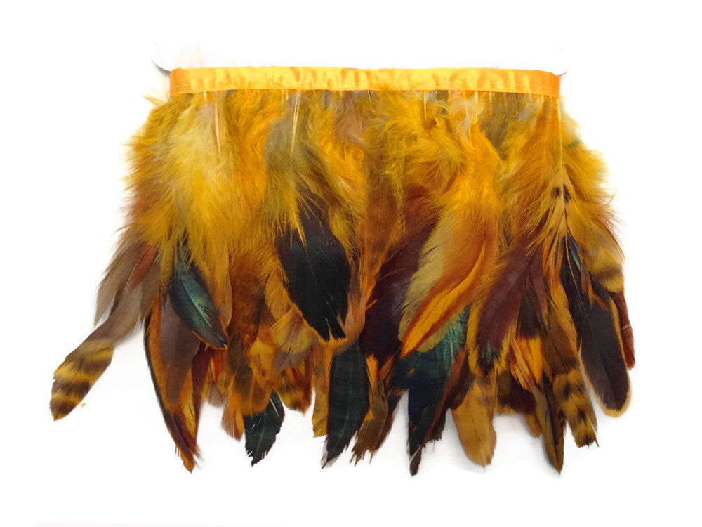 1 Yard - Golden Yellow Chinchilla Rooster Schlappen Feather Trim