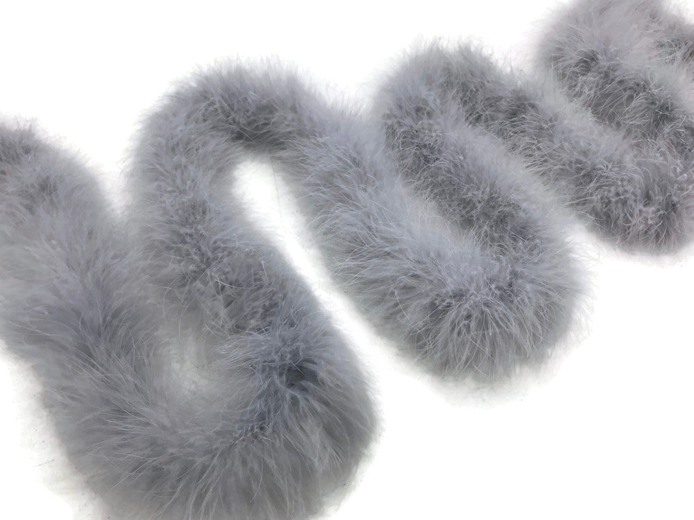 2 Yards - Gray Turkey Medium Weight Marabou Feather Boa 25 Gram